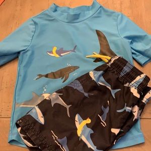 Boys rash guard and swim trunks